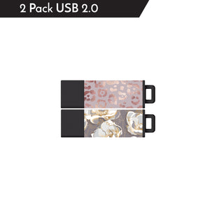 DataStick Pro2 Prints, Rose Gold Leopard, Metallic-Gold-Anemone Flowers